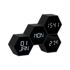 Karlsson Réveil Six 4 Facettes Hexagonale - Noir