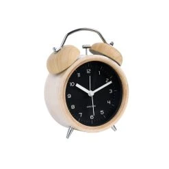 Karlsson Horloge Réveil Rétro En Bois Bell - Diam. 10 Cm - Noir
