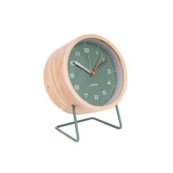 Karlsson Horloge Réveil En Bois Innate - Diam. 14 Cm - Vert