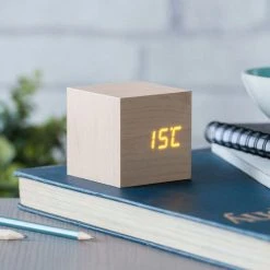 Gingko Radio Réveil Cube Click Clock - LED Maple / Orange -PANASONIC shop B2CD 2512