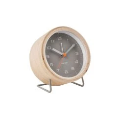 Karlsson Réveil Design Rond En Bois Et Métal - Gris