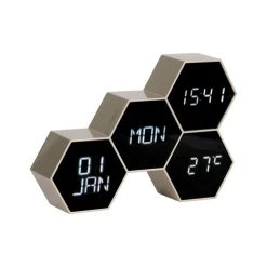 Karlsson Réveil Six 4 Facettes Hexagonale - Or