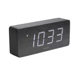 Karlsson Horloge Réveil En Bois Square - H. 9 Cm - Noir