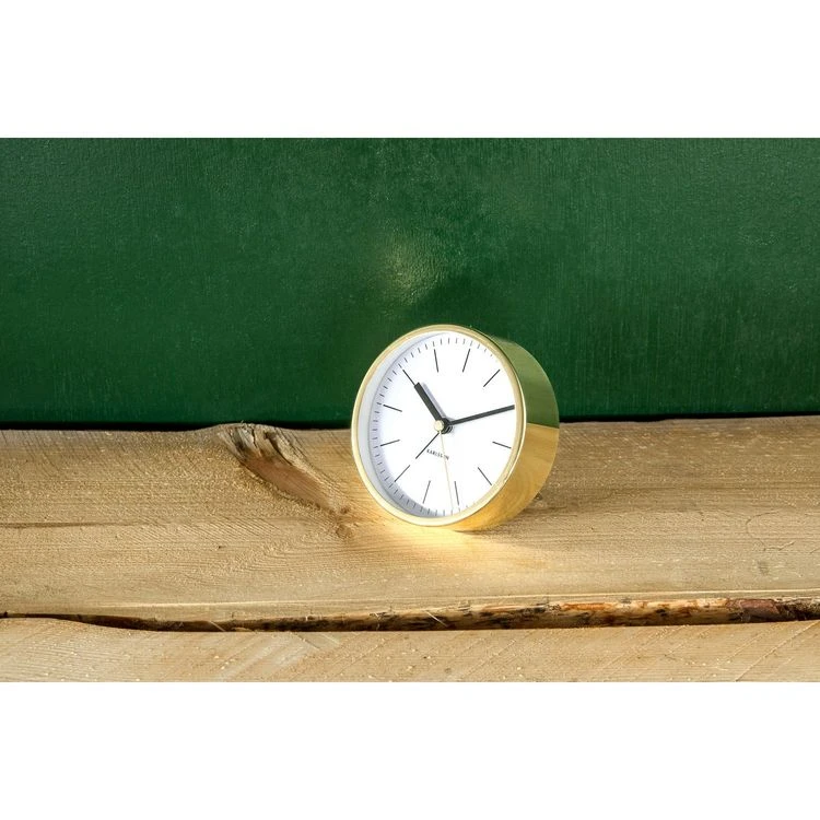 Karlsson Horloge Réveil Design En Métal Minimal - H. 10 Cm - Blanc Et Doré 2 Karlsson Horloge Réveil Design En Métal Minimal - H. 10 Cm - Blanc Et Doré – Image 2