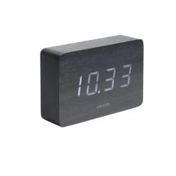 Karlsson Horloge Réveil En Bois Square - H. 10 Cm - Noir
